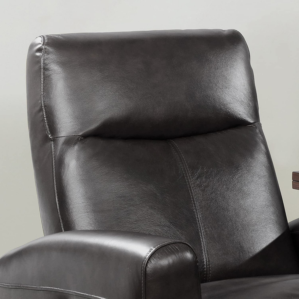 Elegant Power Recliner  Padded Leather Upholstered Seat With Stitching Accent   Transitional   Recliner Chairs   by Declusia  Houzz