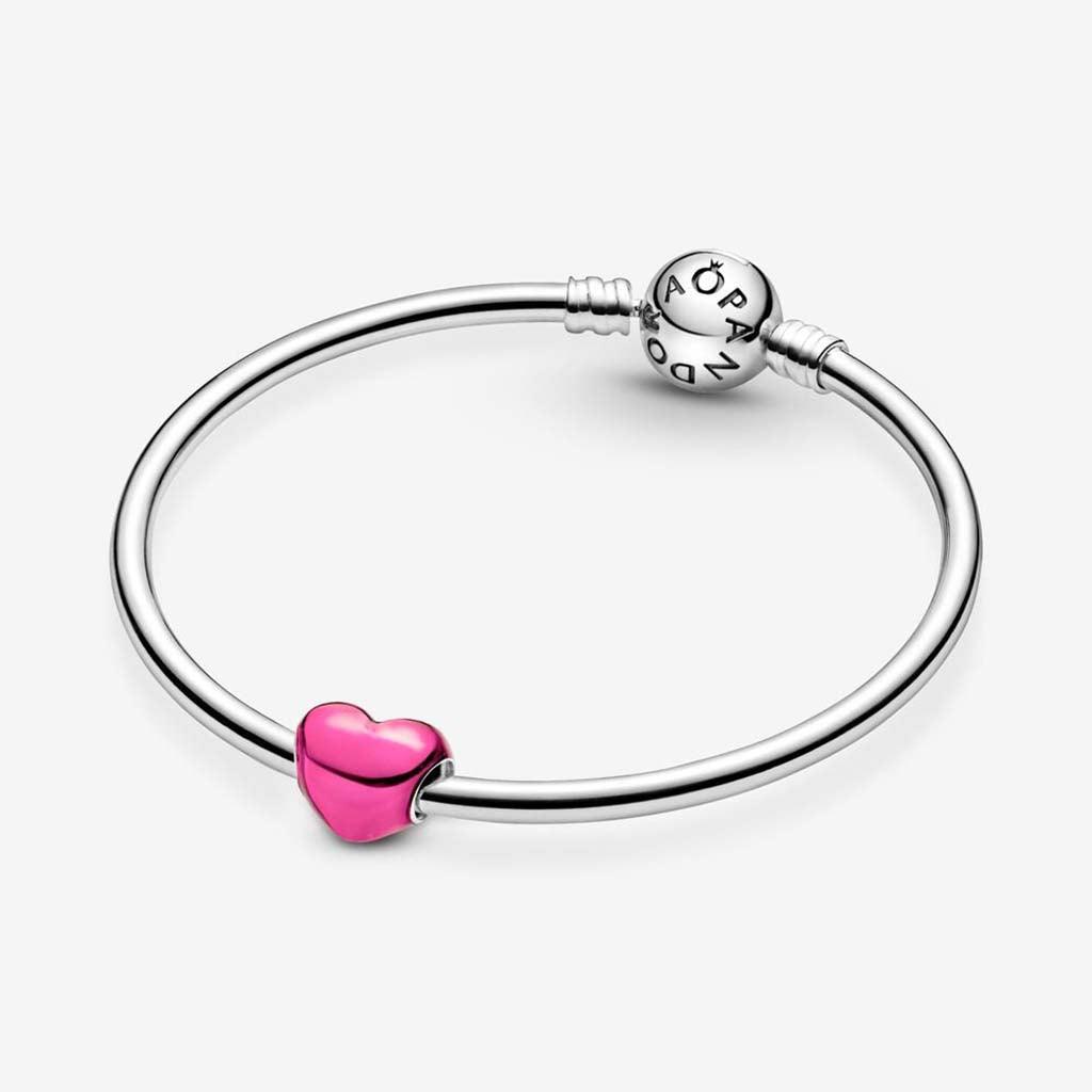 PANDORA  Metallic Pink Heart Charm