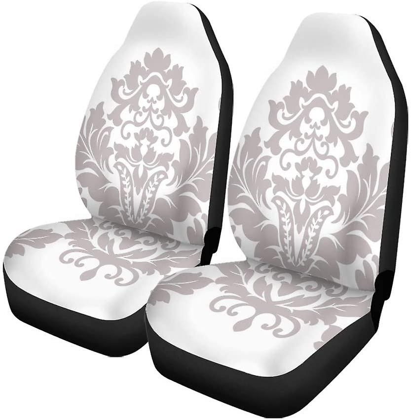 Set Of 2 Car Seat Covers Floral Damask Ornament Universal Auto Front Seats Protector Fits For Car，suv Sedan，truck