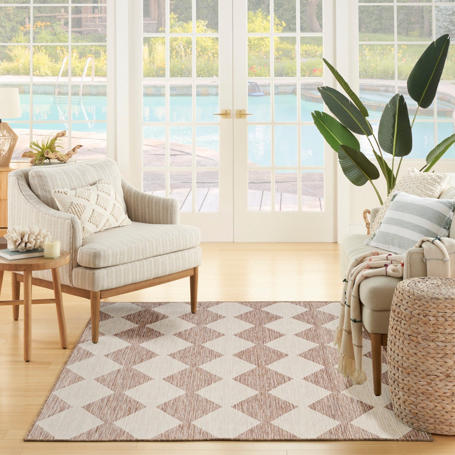 Positano Indoor/Outdoor Beige Geometric Rug