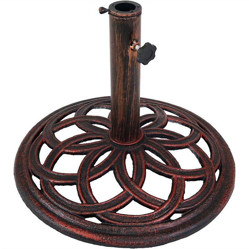 Sunnydaze 17 in Celtic Knot Cast Iron Round Patio Umbrella Base - Bronze