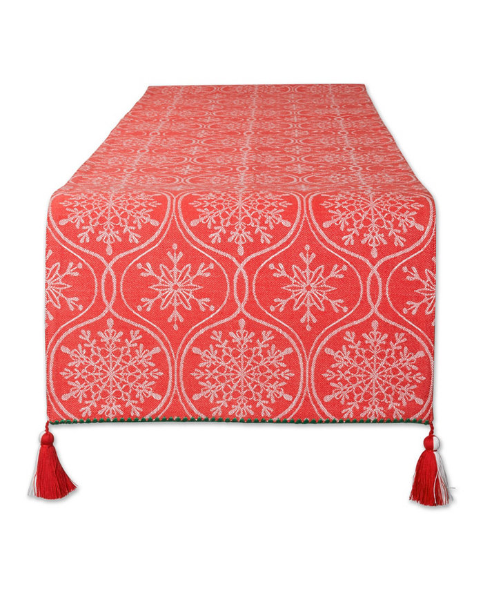 Design Imports Joyful Snowflakes Jacquard Collection for Everyday Use Holidays and Dinner Parties Table Runner 14 x 72