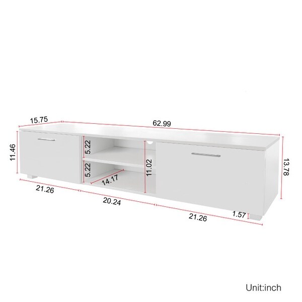 63 inch TV Stand Media Center with 2 Large-Capacity Side Door Cabinet