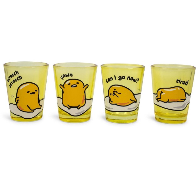 Silver Buffalo Gudetama Sleepy 1 5 ounce Mini Glass Cups Set Of 4