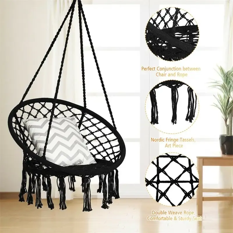 Cotton Rope Hanging Hammock Chair Macrame Swing Chair