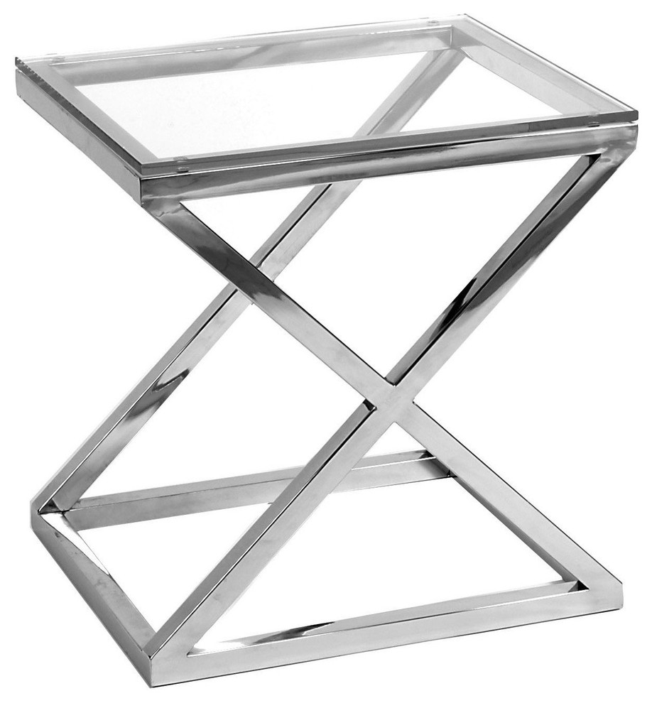 Glass Side Table  Eichholtz Criss Cross   Contemporary   Side Tables And End Tables   by Oroa   Distinctive Furniture  Houzz