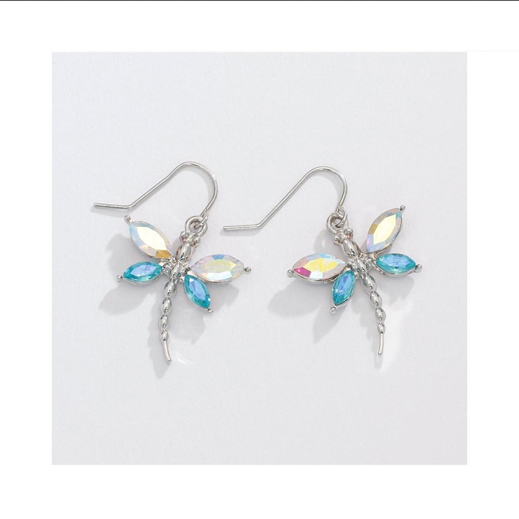 Periwinkle by Barlow  Sparkling Blue and AB Crystal Dragonfly - Earrings