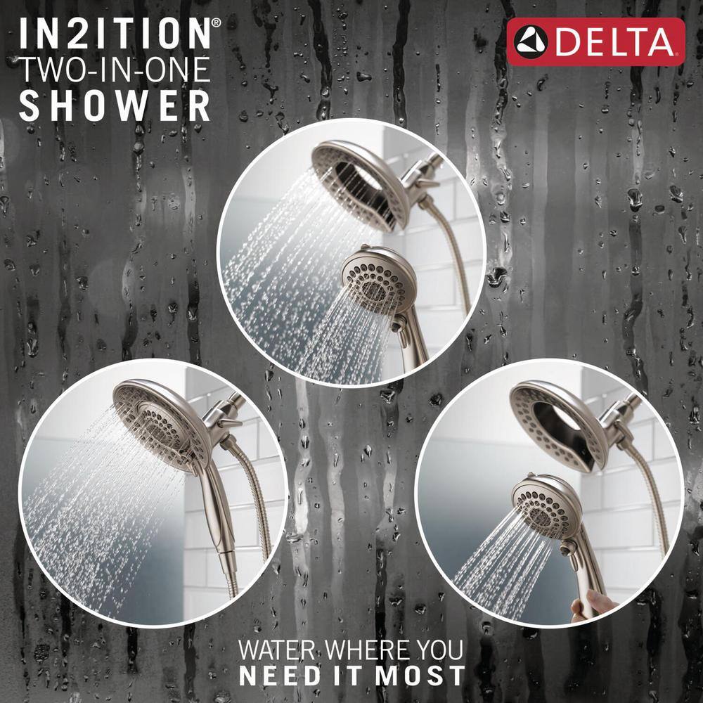 Delta In2ition 5-Spray Patterns 2.5 GPM 6.81 in. Wall Mount Dual Shower Heads in Lumicoat Stainless 58569-SS-PR25-PK