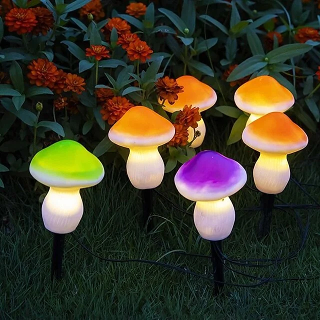 3 PCS Solar Garden Light Outdoor Lawn Light Simulation Mushroom Light Villa Decoration Waterproof Ground Light Small Night Light Landscape Lighting