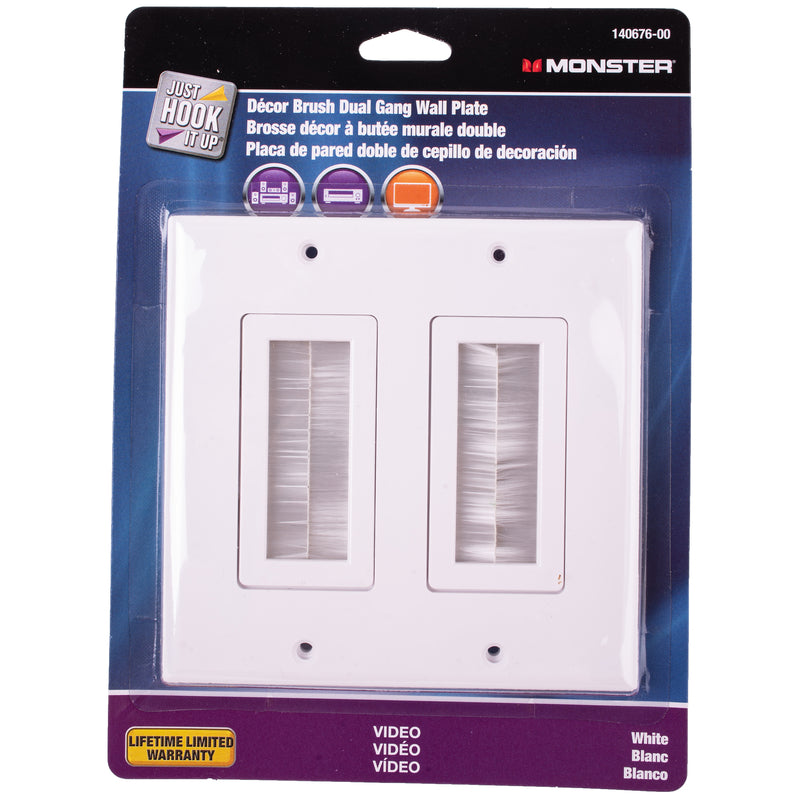 WALL PLATE 2G BRUSH WHT