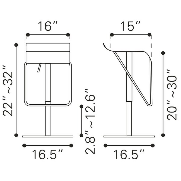 Dazzer Barstool Silver - Silver， Chrome - 16.5