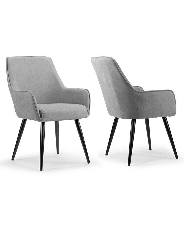 Glamour Home Set of 2 Amir Dining Chair with Metal Legs and Square Arms