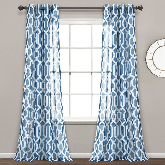 Sheer Edward Trellis Curtain Panels Navy Lush D cor