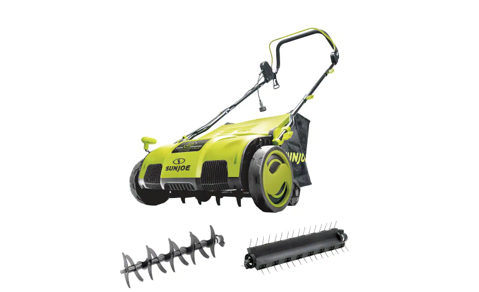 Sun Joe AJ805E 15 in. 13 Amp Electric Lawn Dethatcher with Collection Bag