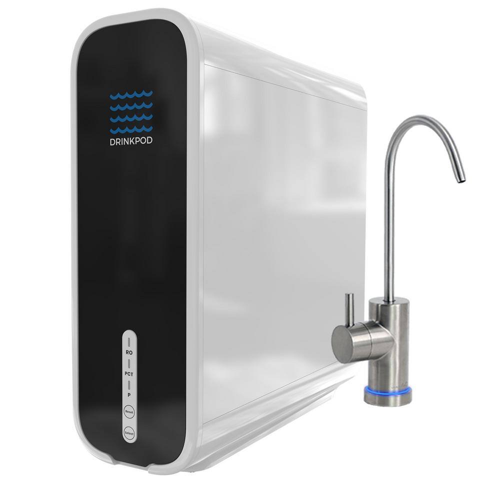 DRINKPOD Tankless Reverse Osmosis Water Filtration System Under Sink 600 GPD Brushed Nickel Faucet DP-RO-PRO