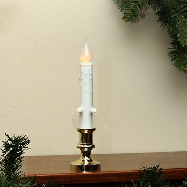 Pre lit White And Gold Led Flickering Window Christmas Candle Lamp