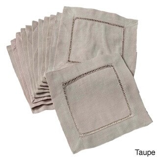 Hemstitched Linen Blend Cocktail Napkins (Set of 12)