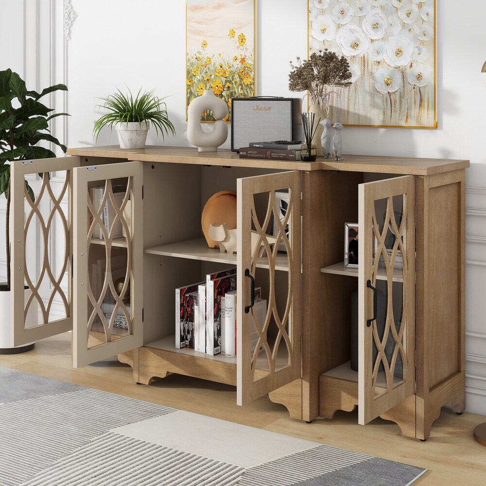 Storage Cabinet with 4 Glass Doors