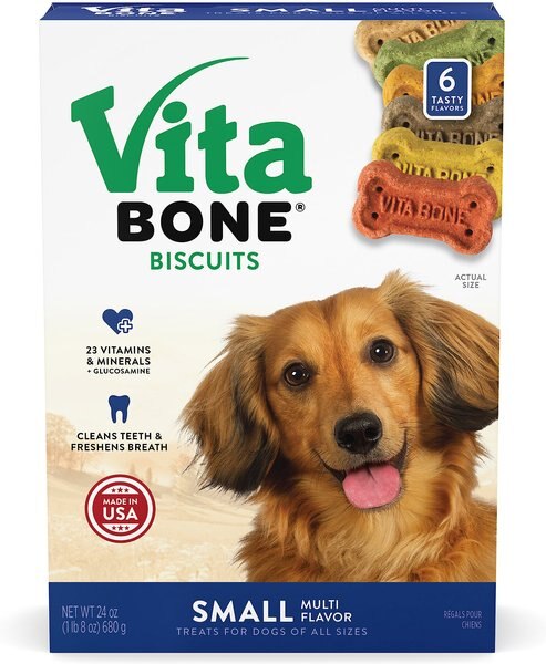 Vita Bone Multi Flavors Crunchy Biscuit Dog Treats， Small