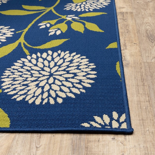 Cozumel Floral Patio Rug Blue green