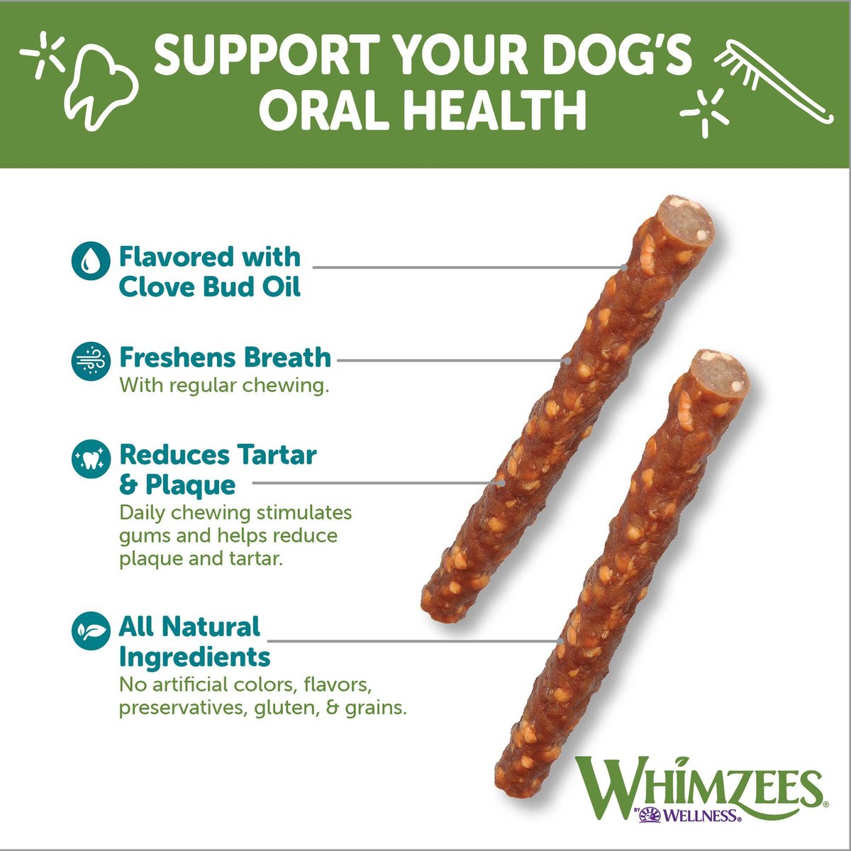 WHIMZEES Veggie Sausage Grain-Free Dental Dog Treats