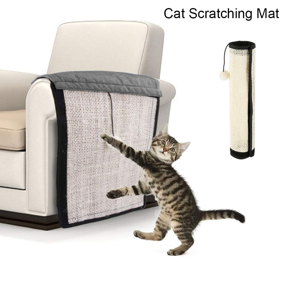 ODOMY Cat Scratch Pad Cat Scratching Mat and Natural Sisal Fabric Sofa Shield Furniture Pad Durable and Washable Cat Scratcher Pad Cover Wiith a Ball