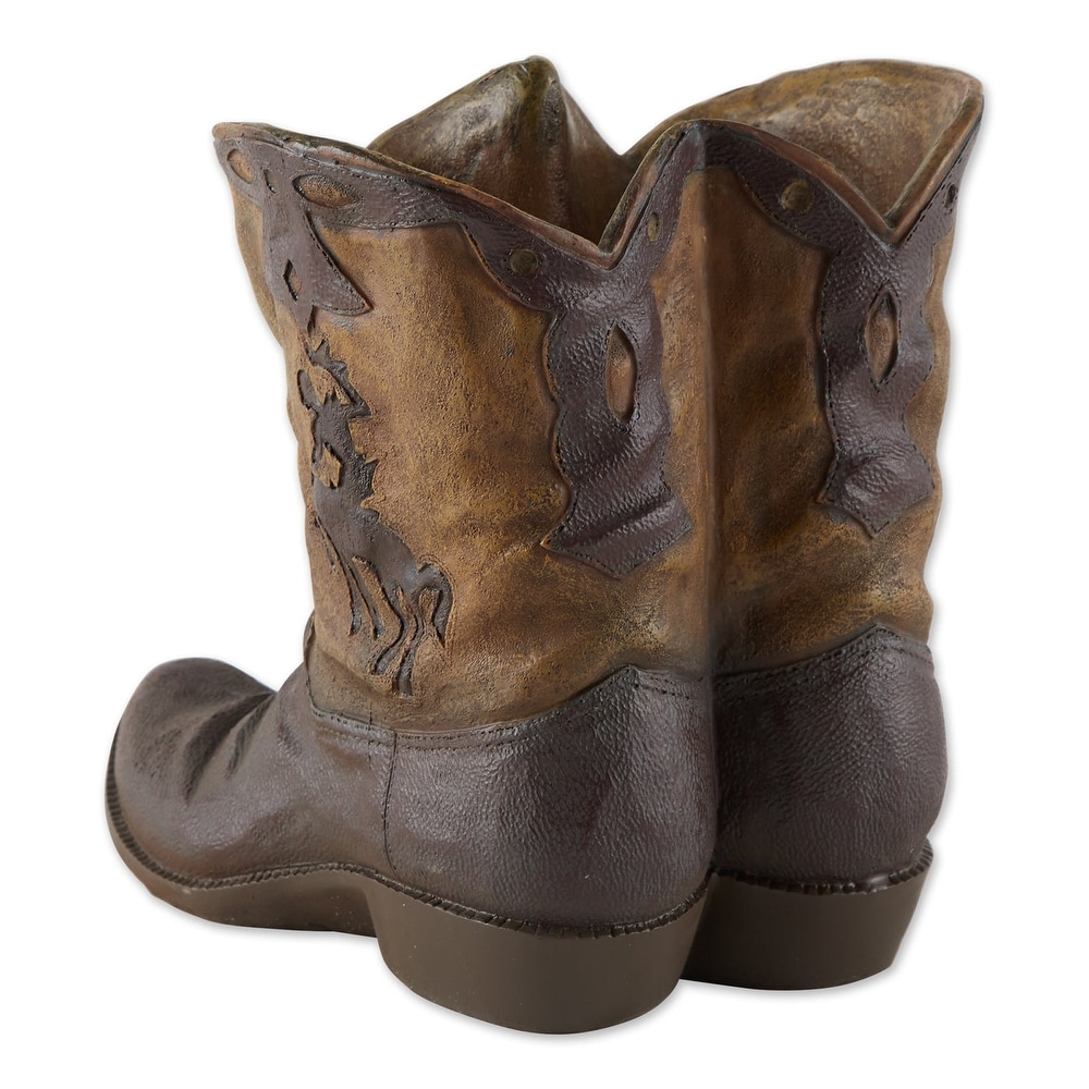 Cowboy Boots Garden Planter Pot   brown