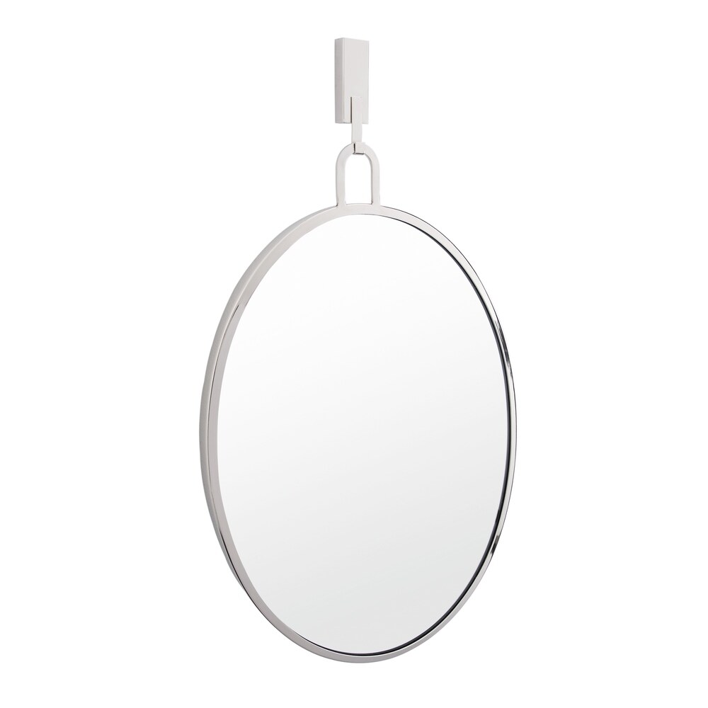 Stopwatch Polished Nickel Oval Powder Room Mirror   Polished Nickel