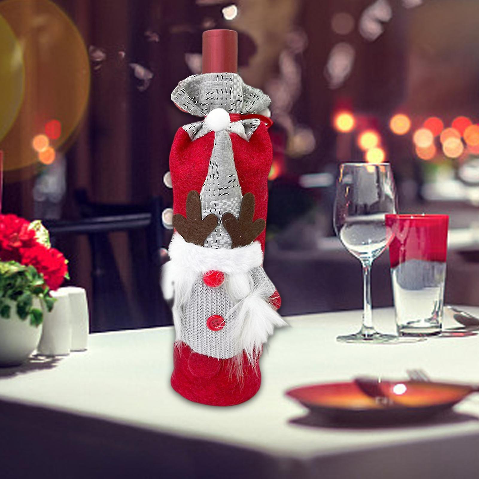 Christmas Style Wine Bottle Cover Fade-less Adorable Cloth Faceless Doll Champagne Bottle Bag