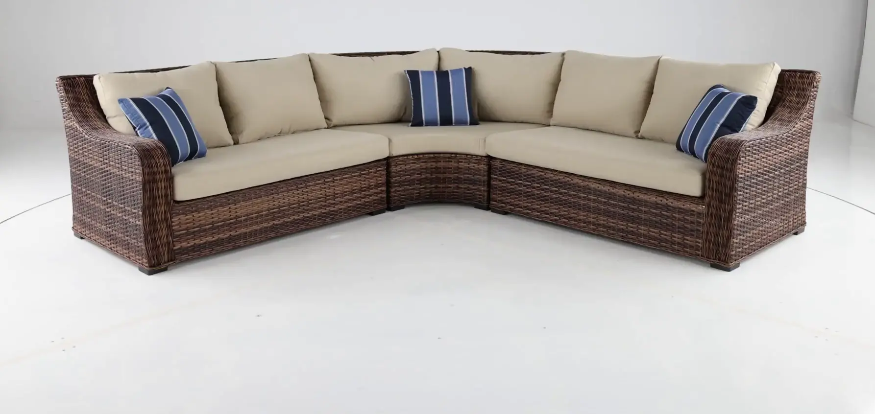 Tortola Wicker and Linen Outdoor Patio Sectional Sofa