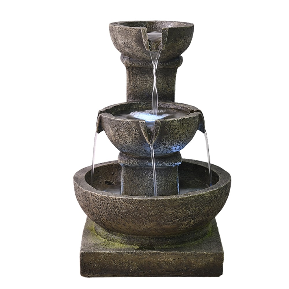 Outdoor Waterfall 3 tier Fountain with LED Light