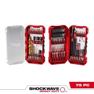 MW SHOCKWAVE Impact Duty Alloy Steel Drill Drive and Fastening Bit Set with PACKOUT Accessory Case (75-Piece) 48-32-4098