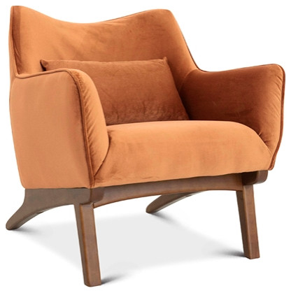 Home Square 2 Piece Mid Century Modern Velvet Gatsby Accent Chair Set in Orange   Midcentury   Armchairs And Accent Chairs   by Homesquare  Houzz