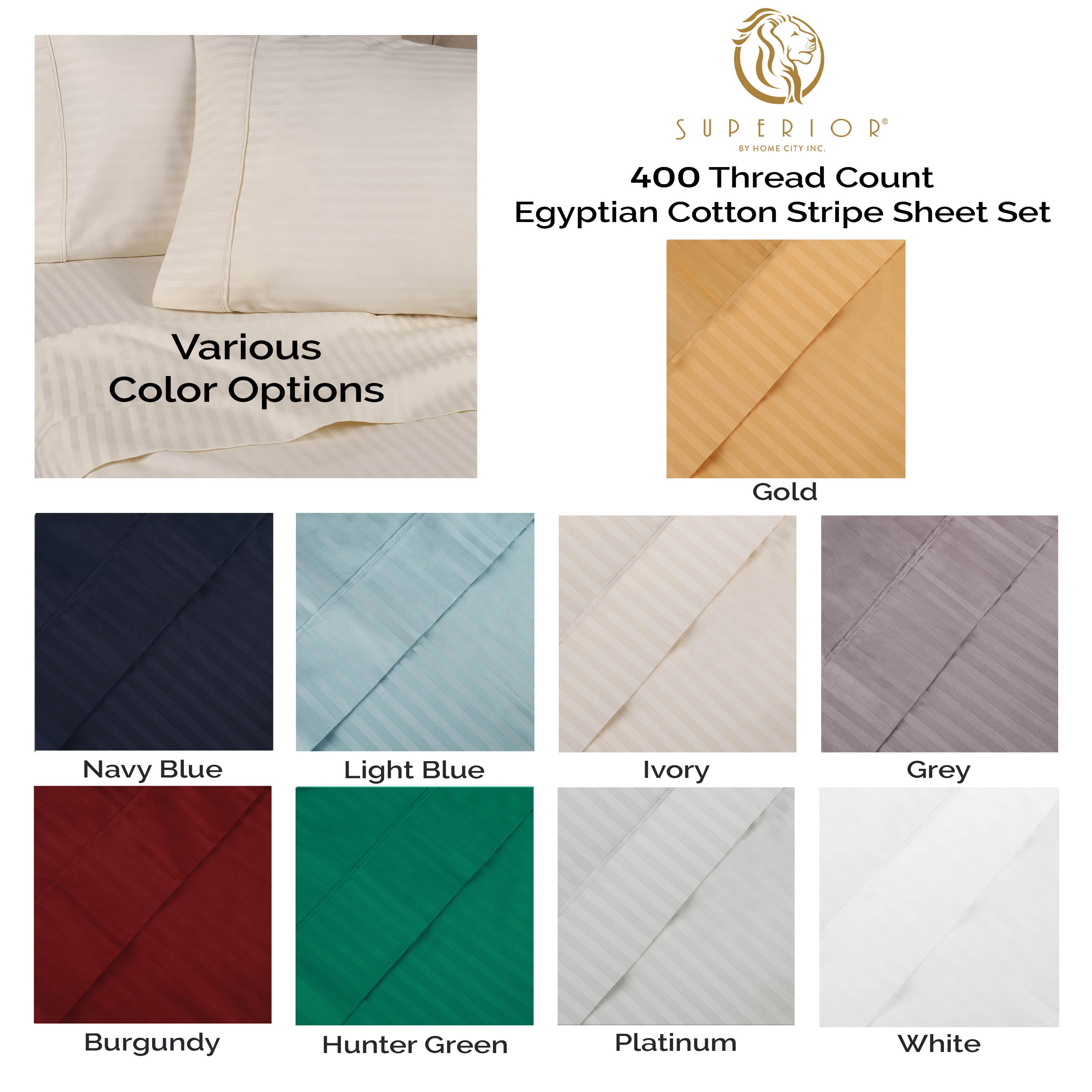 Superior 400 Thread Count Egyptian Cotton Sheet Set， Gold， California King