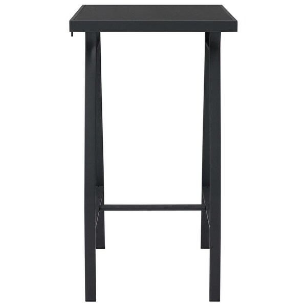 vidaXL Patio Bar Table Black Tempered Glass