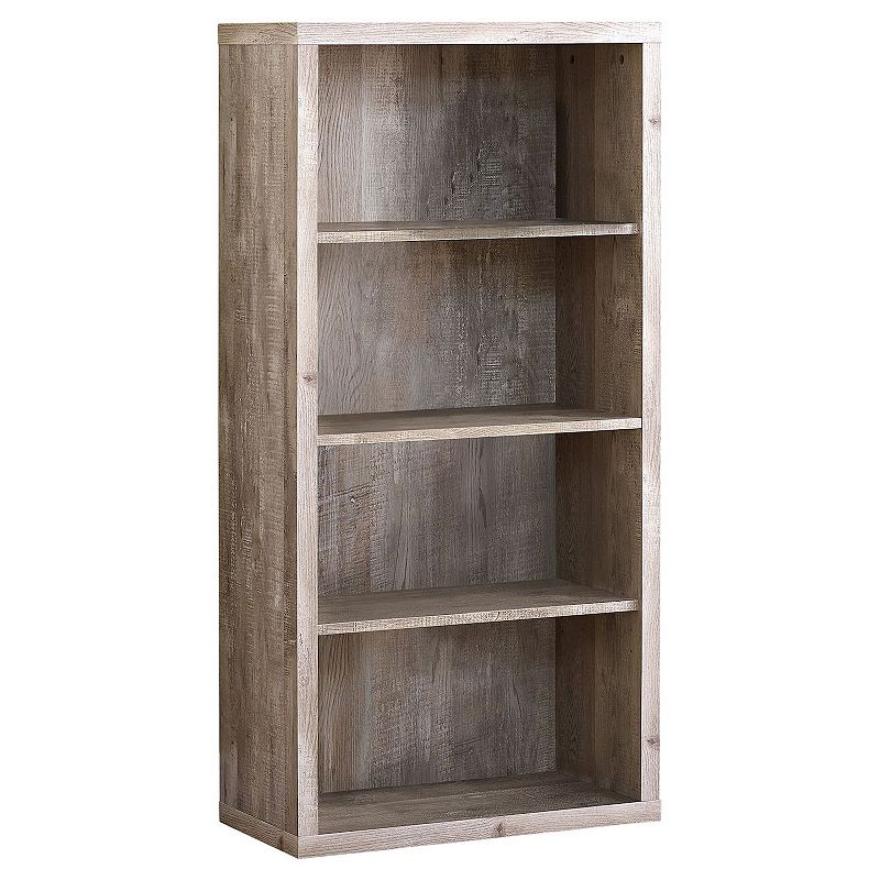 48 Taupe Brown and Beige Contemporary 3 Adjustable Shelves Rectangular Bookcase