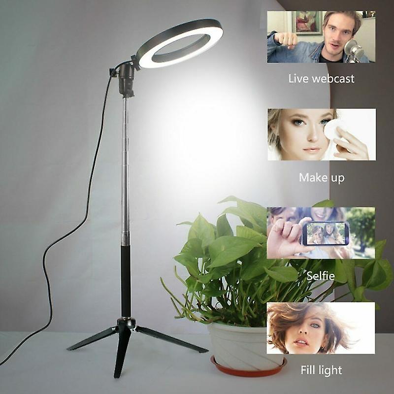 Five In One 20cm Led Live Dimmable Ring Light Set Retractable Photography Selfie Tripod Universal