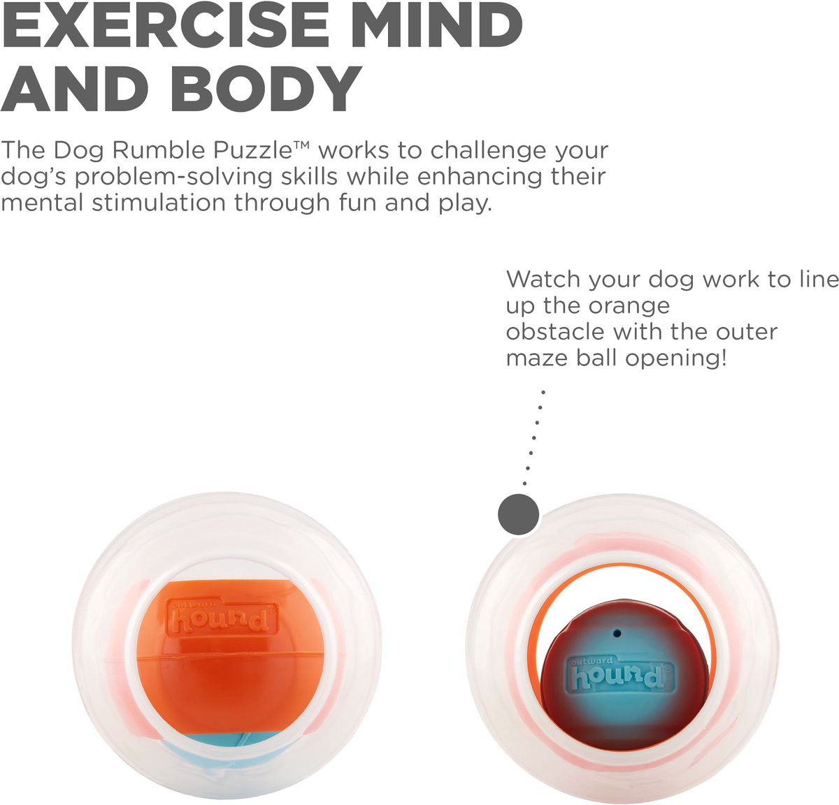 Outward Hound Dog Rumble Puzzle Ball Puzzle and Treat Maze Interactive Dog Toy， Orange