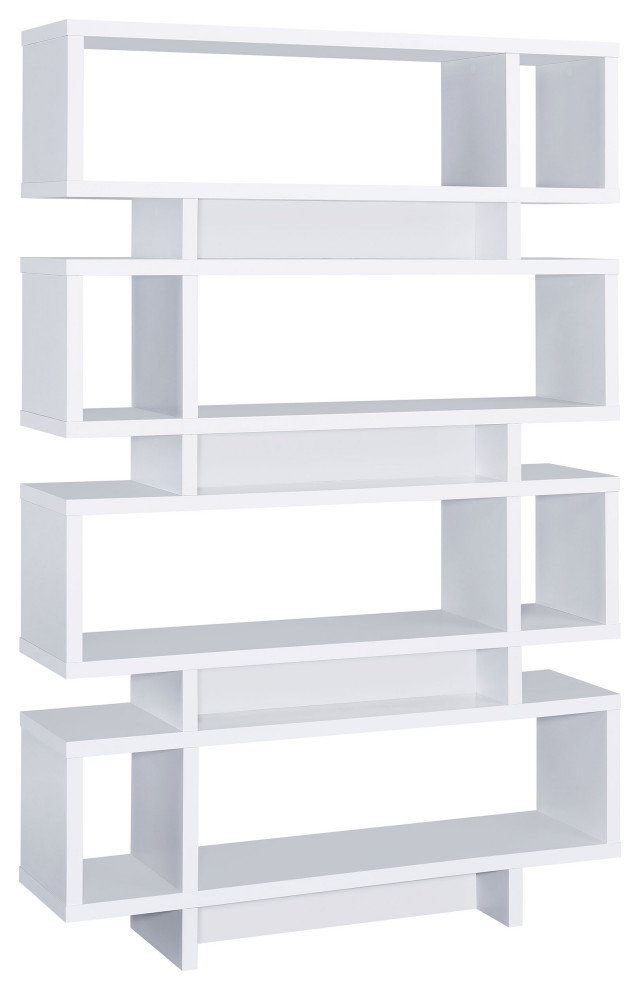 Reid 4 tier Open Back Bookcase White   Modern   Bookcases   by Modon  Houzz