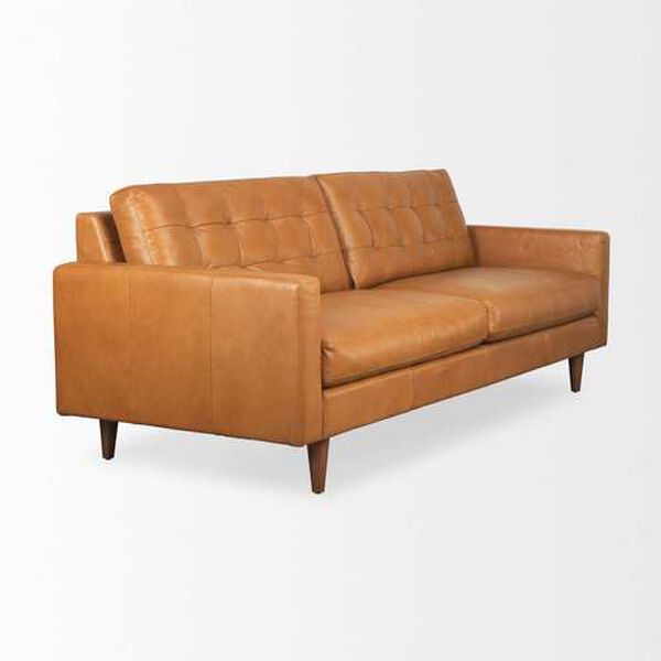 Olaf Tan Leather Sofa