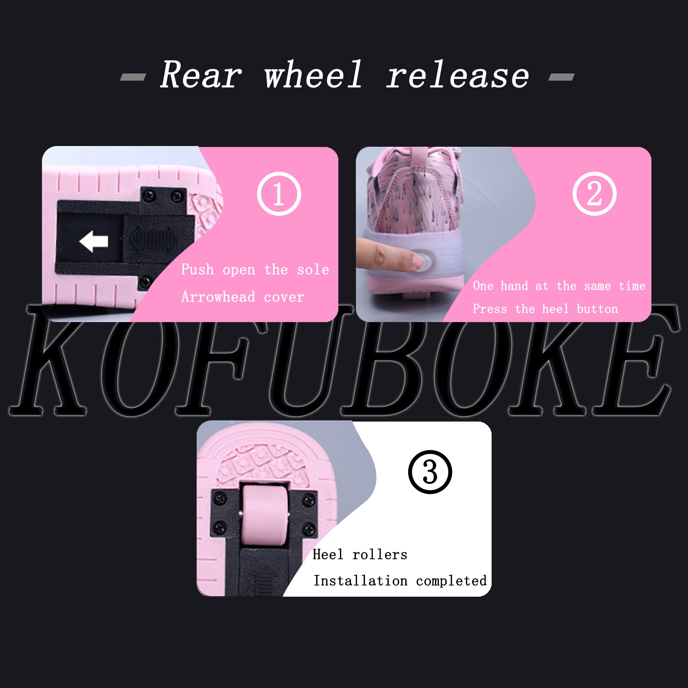 KOFUBOKE Pink Teen Roller Shoes LED Shoes Size 3 Unisex