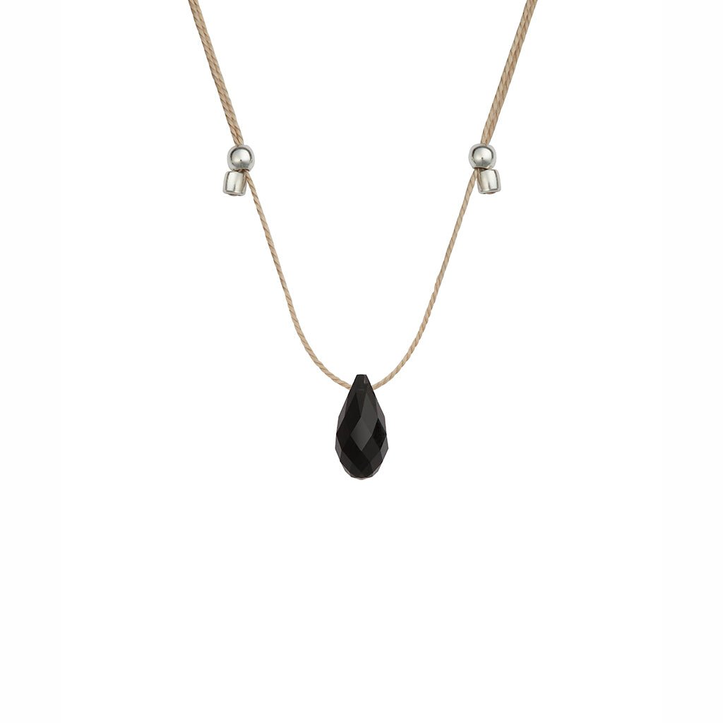 &Livy  Hyevibe Crystal Silk Slider Necklace in Jet