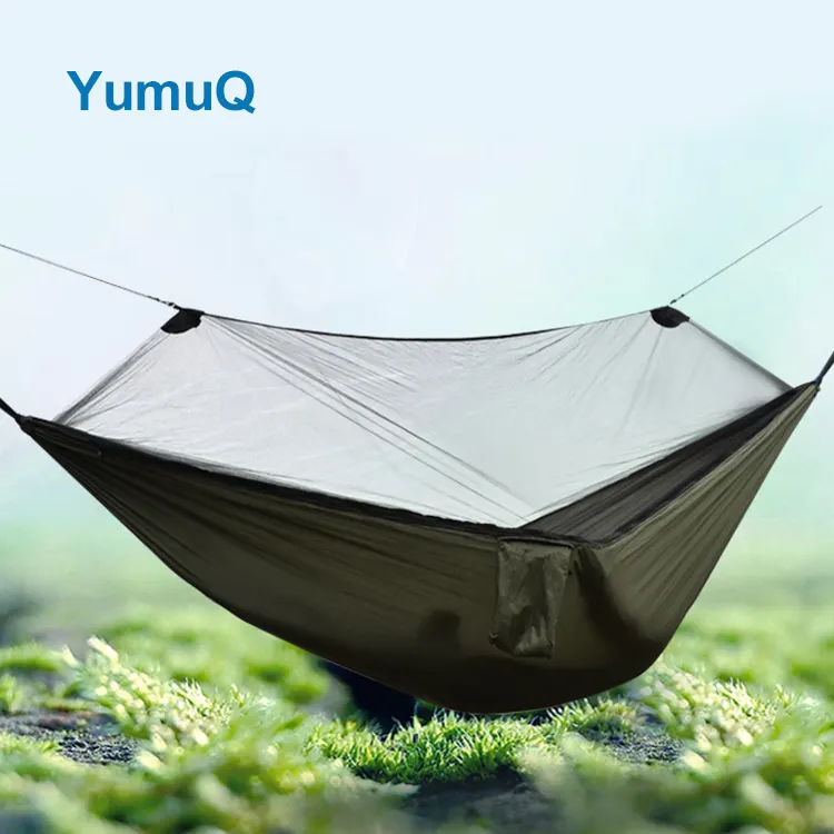 YumuQ Outdoor Parachute Portable Double Hammock Swing Camping With A Mosquito Bug Netting Tent