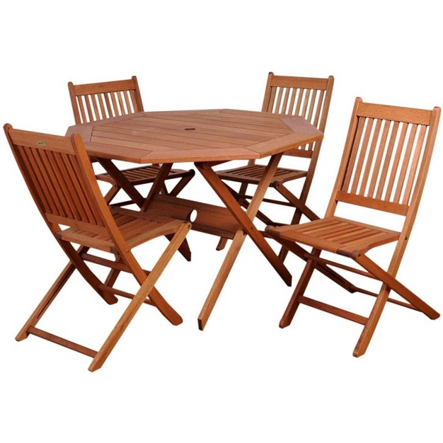 Milano 5pc Patio Eucalyptus Wood Dining Set International Home Miami