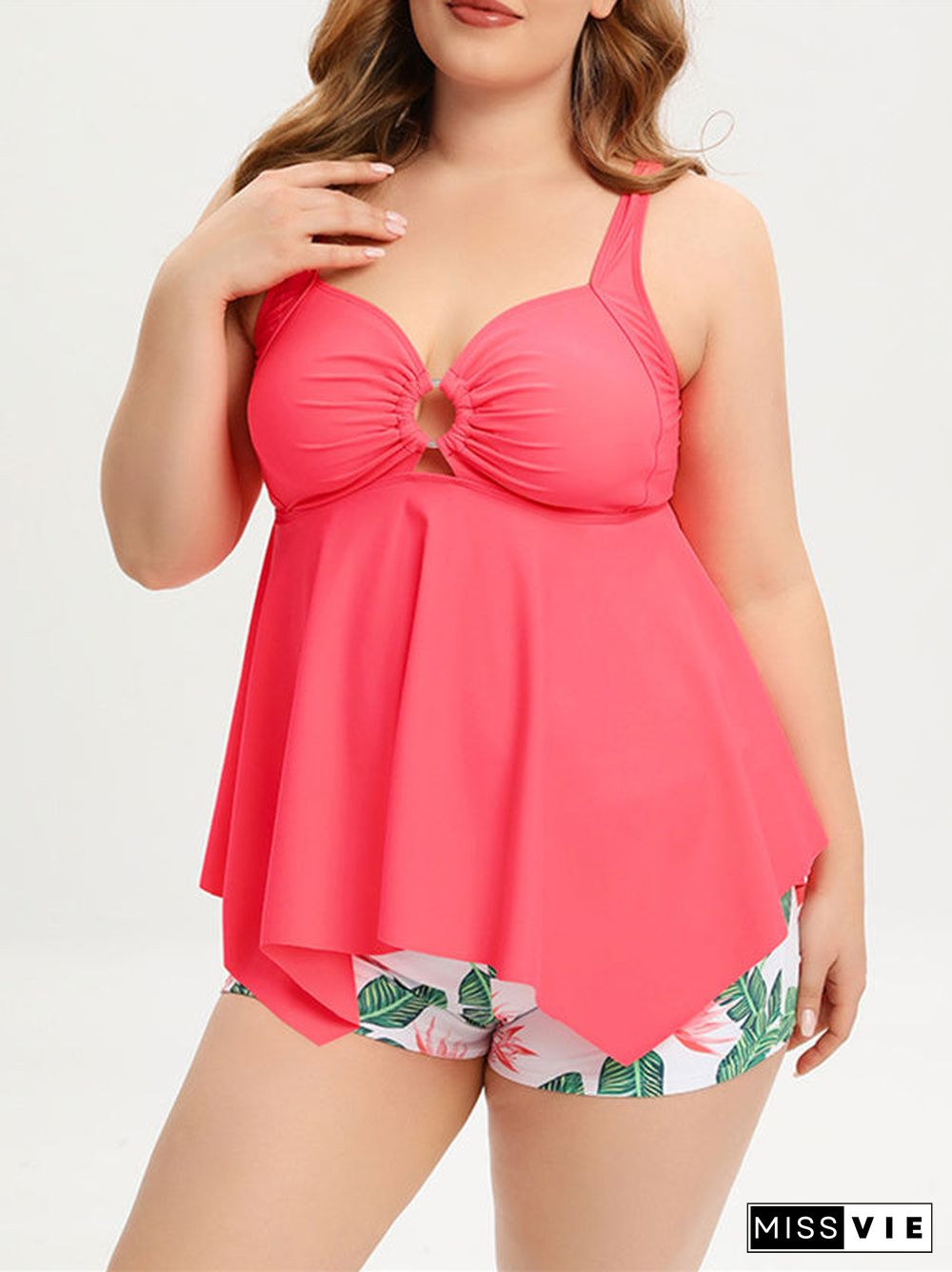 Floral Printed Double Straps Tankini Set