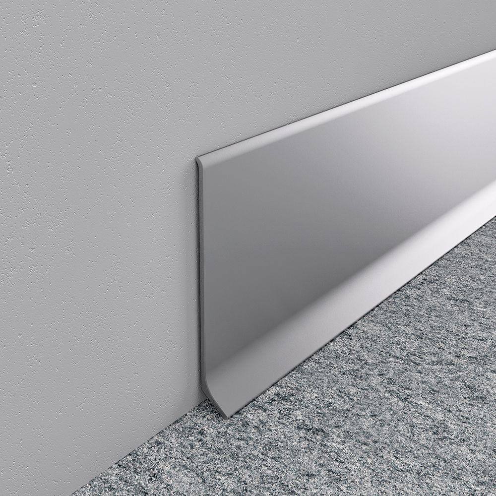 Emac Novorodapie L Matt Silver 3-18 in. x 98-12 in. Aluminum Baseboard NRLAL80PL25