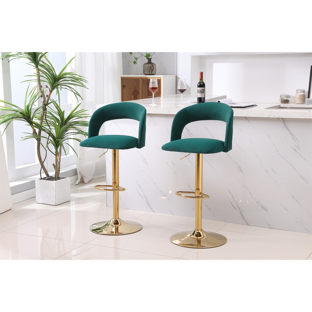 Bar Chairs Adjustable Tufted Stool with Back  Footrest