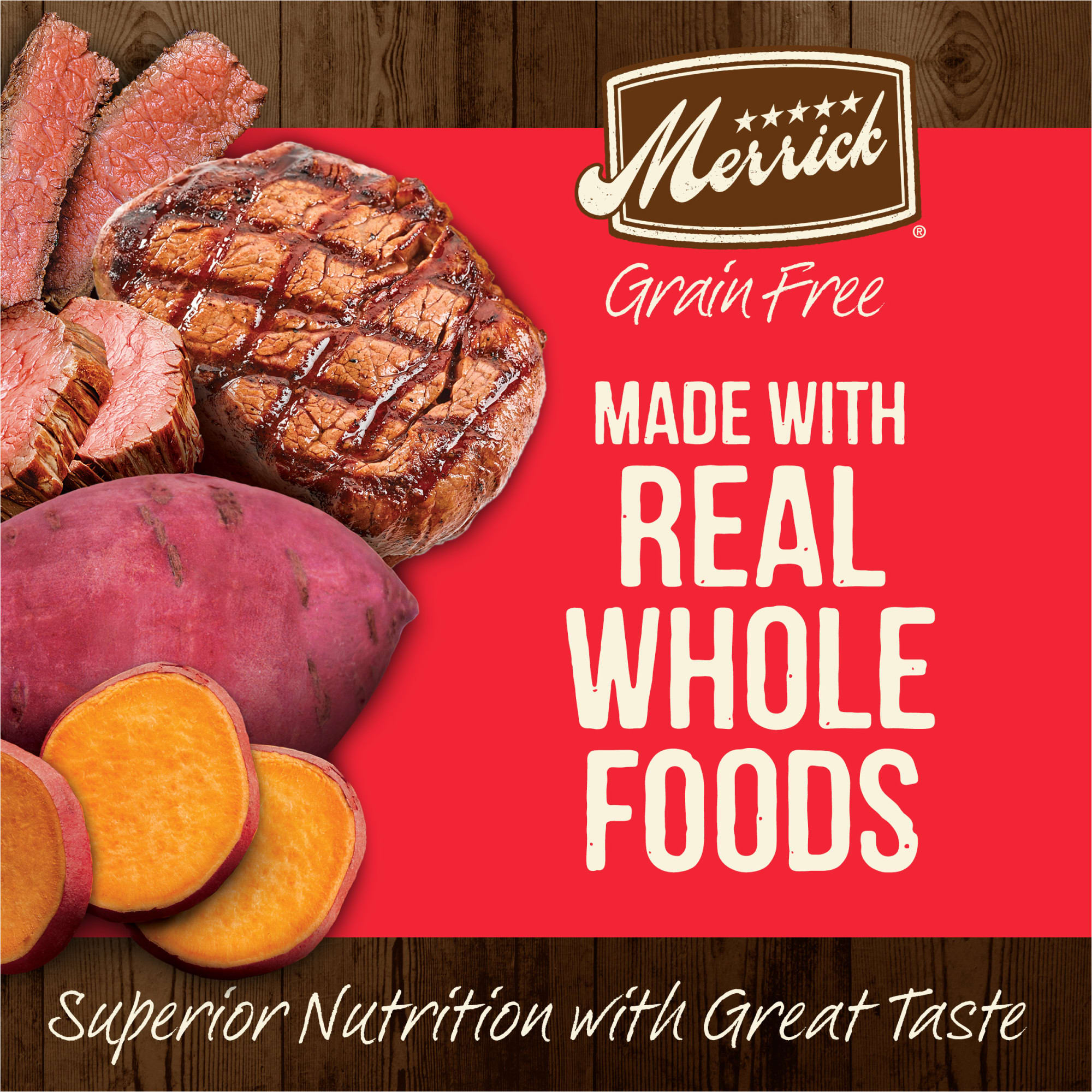 Merrick Grain Free Real Bison， Beef  Sweet Potato Recipe Dry Dog Food， 22 lbs.