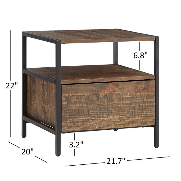 Corey 1-Drawer Rustic Brown End Table by iNSPIRE Q Modern