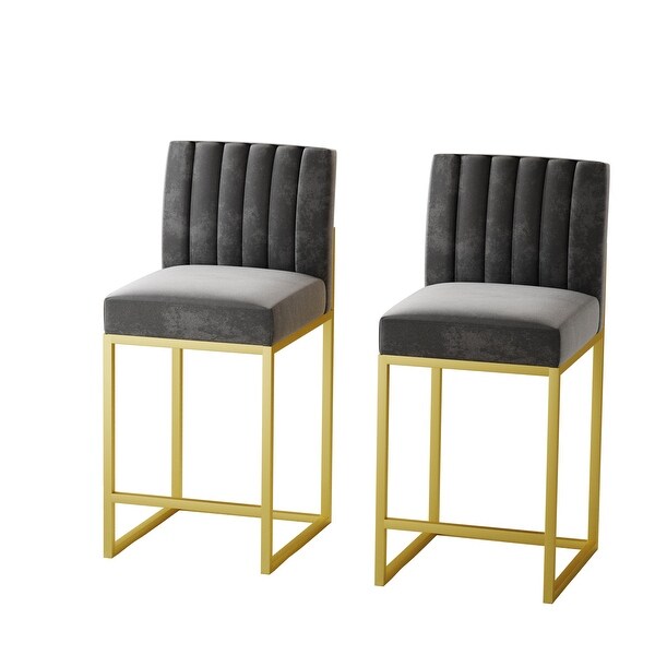 Modern 25inch Counter Height Bar Stools with Velvet Upholstered Seat